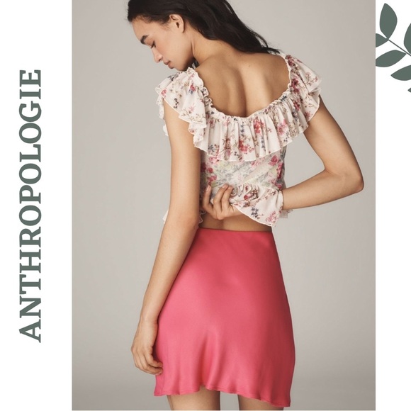 Anthropologie Tilda Slip Skirt – Pink Bias Cut Viscose – Above Knee Size Medium - Picture 2 of 3